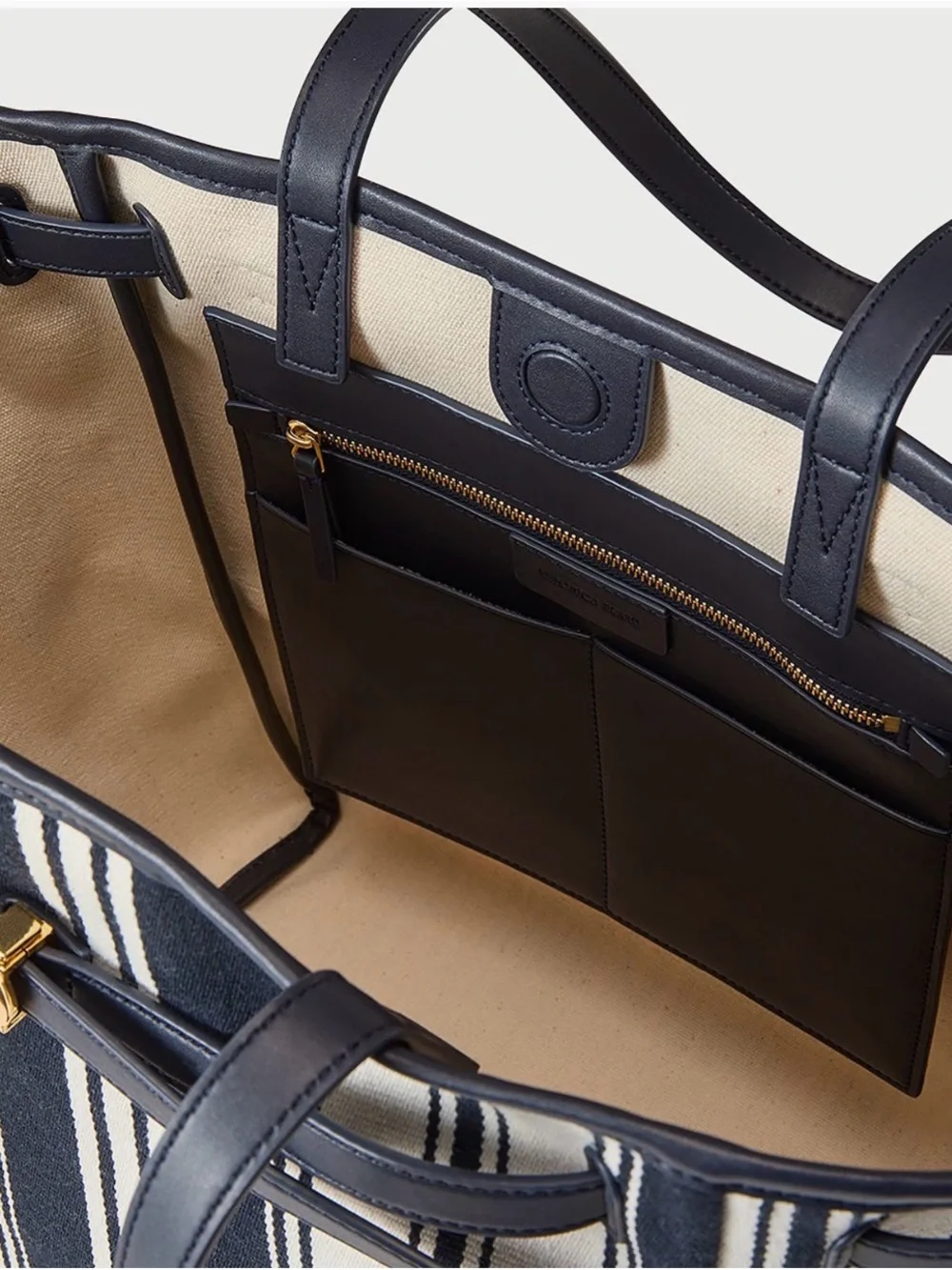 Veronica Beard Navy and Cream Striped Tote